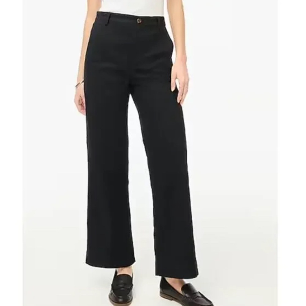 J Crew Factory Black Wide Leg Sailor Chino Pants Size 2